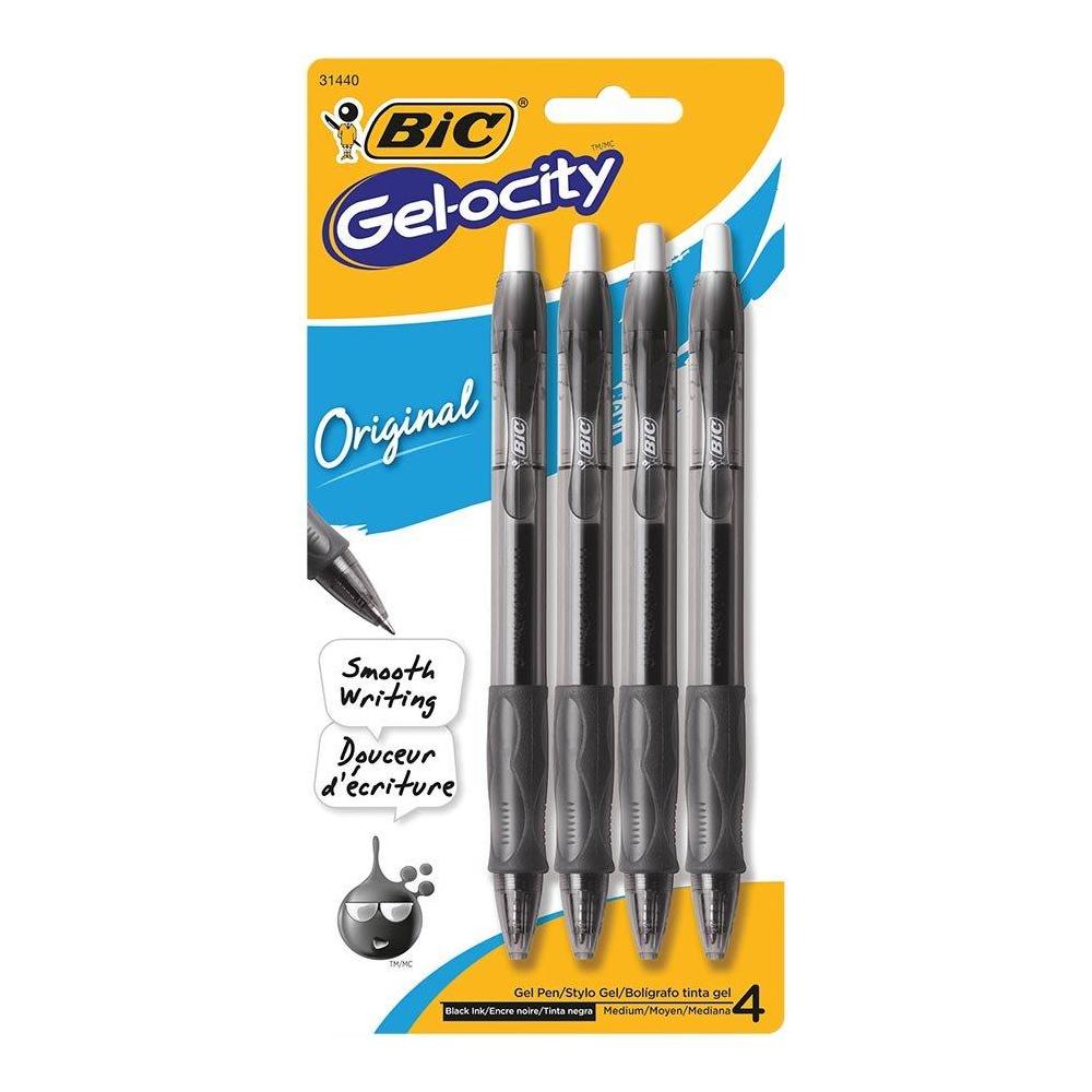 BIC Gelocity Original Gel Pen - 0.7MM (Black, 4 Pack)